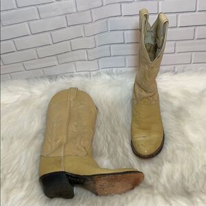 Tony Lama VTG Tan Leather Cowboy Boot Style #24623 Sz MX25/US 8